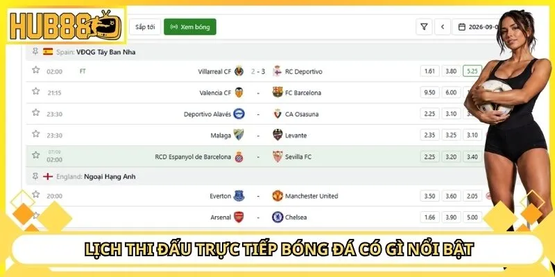 Lịch thi đấu trực tiếp bóng đá có gì nổi bật